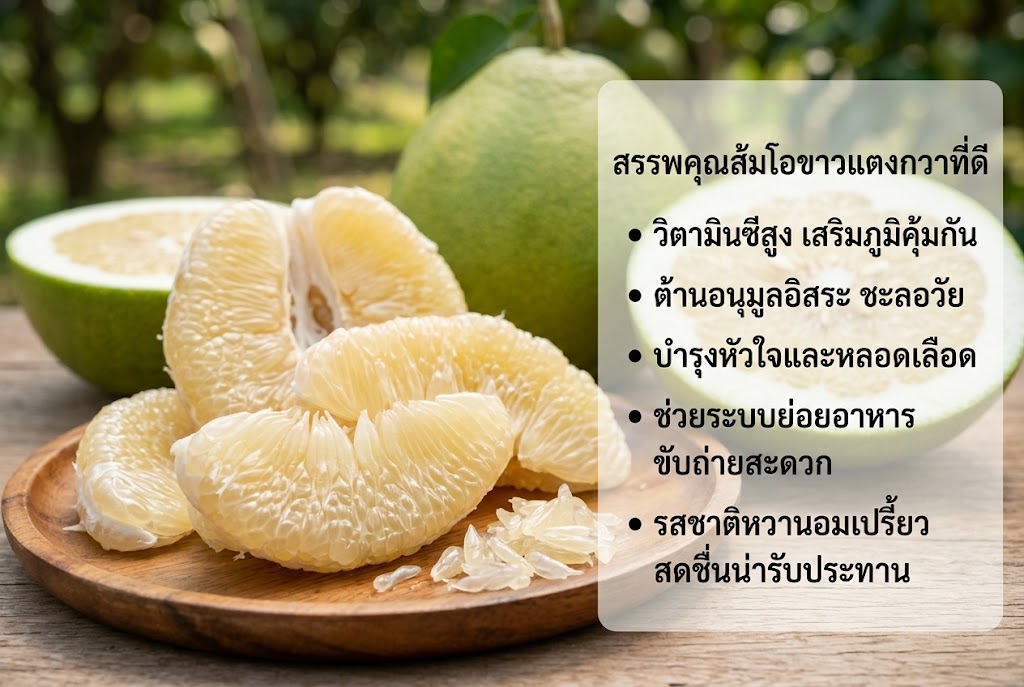ส้มโอขาวแตงกวาของแท้ 100% ของชัยนาท